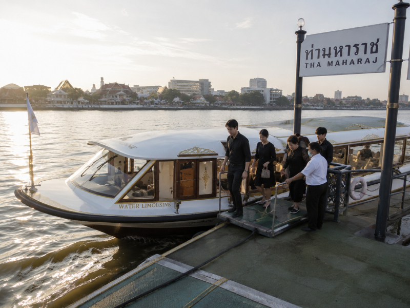เรือลอยอังคาร Water Limousine จอดเทียบท่ามหาราช กรุงเทพฯ